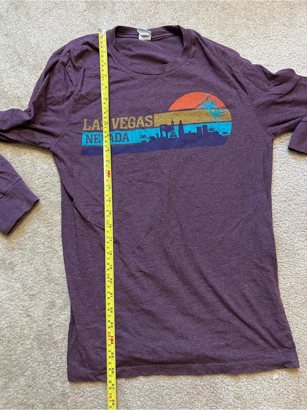 Las Vegas Nevada Retro Graphic Long Sleeve Shirt Purple Small - Picture 3 of 4